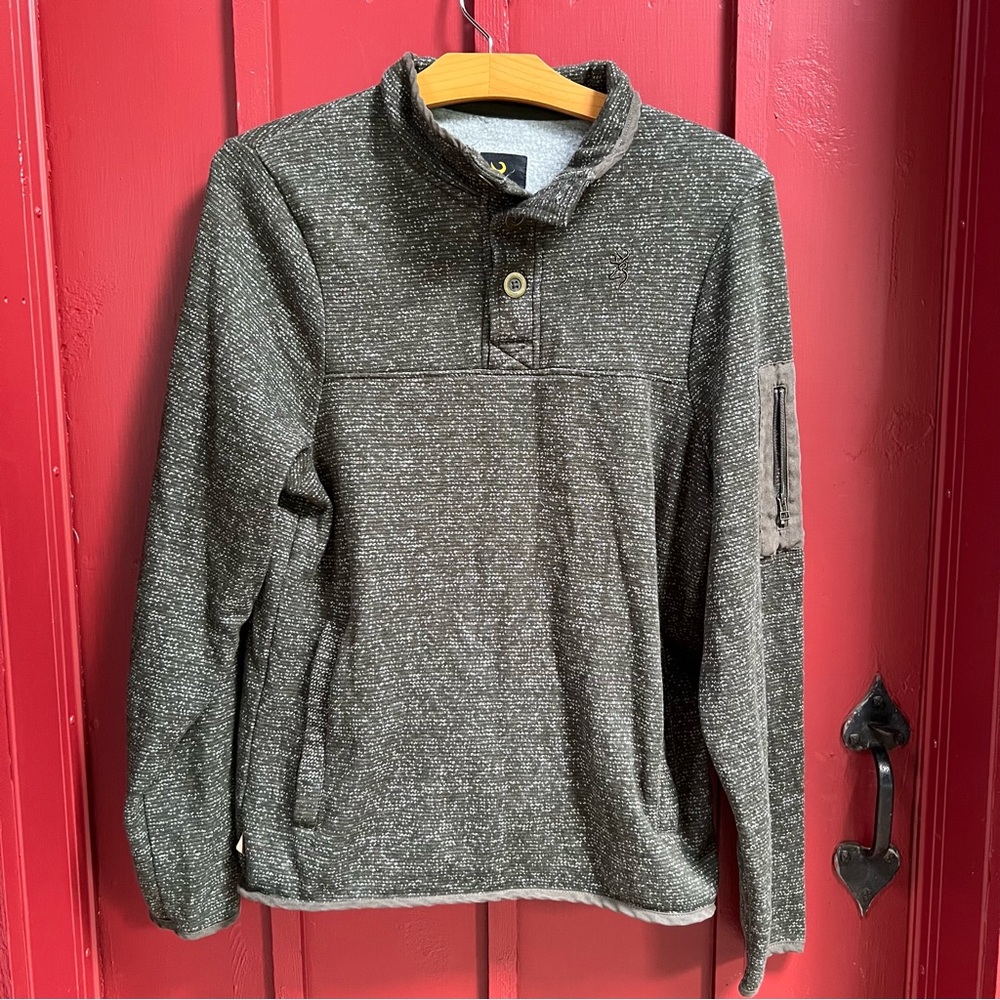 Browning Gray and Brown Pullover! Like new! 🦌 🌲 🍂